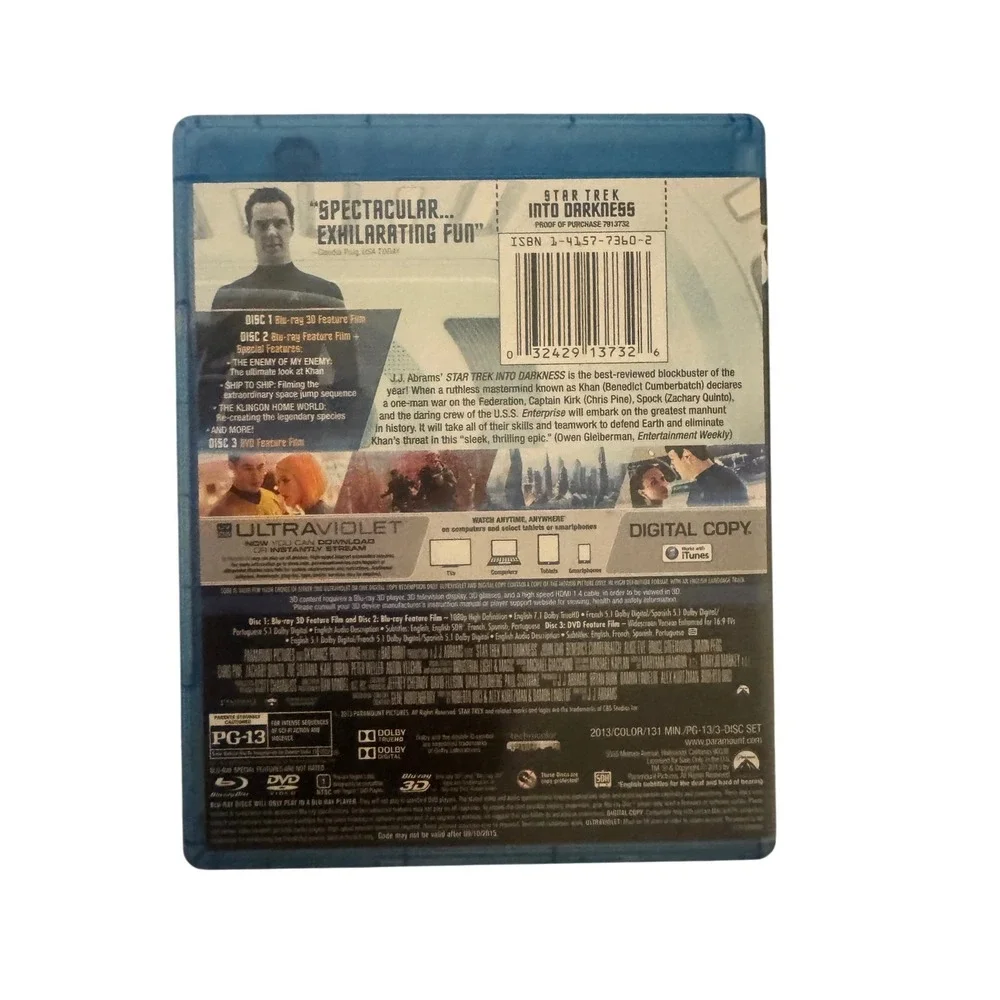 Star Trek Into Darkness 3D Blu-ray Combo Pck (3D + Blu-ray + DVD + Digital) 2013
